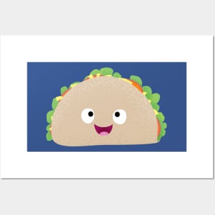 Cute happy smiling taco cartoon illustration Posters and Art